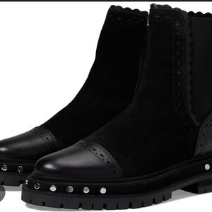 Free People Black Suede and Leather Ankle Boots